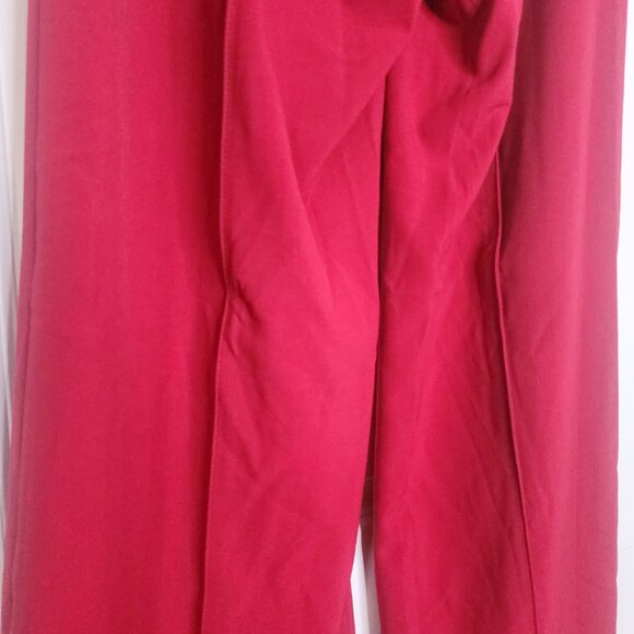 Moda international Red high waisted paper bag flare wide leg dress pants size 10 - Picture 10 of 12
